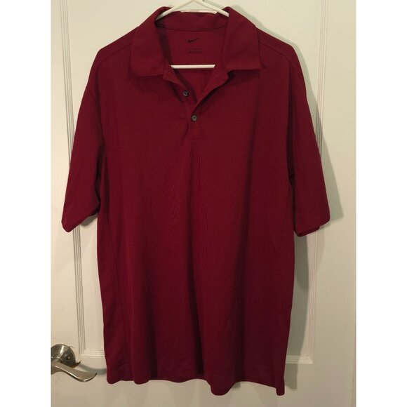 Nike Dri-Fit Red Polo Shirt Men's Large Golf Athletic Casual Top - Picture 7 of 7